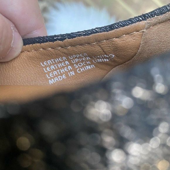 Earthies Rubio Black Gold Leather Hidden Wedge Ballet Flats Flower Shoes Size 7 - Picture 4 of 6